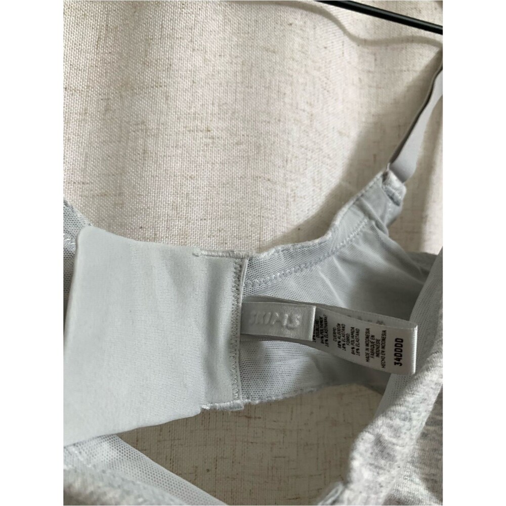 SKIMS Cotton Unlined Demi Bra Light Gray Heathered Underwire Bra 34DDDD - Picture 5 of 7